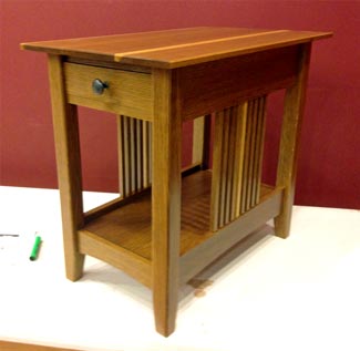 Craftsman Side Table by Russ Clarke - Quarter Sawn White Oak and Tiger Maple Craftsman Side Table