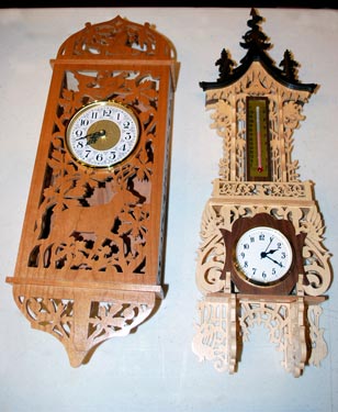 Deer Clock and Gingerbread Clock by Michele Grandonico - Cherry, Maple and Walnut Deer Clock and Gingerbread Clock by Michele Grandonico