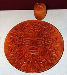 Greenman Bowl and Horse Box by Ken Dunlap --- Cherry Greenman Bowl & Horse Box