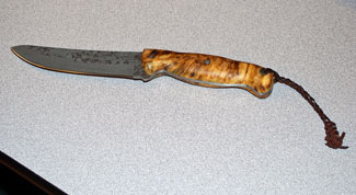 Knife by G. Scott Kilgore<br />
Maple Burl Slab Table