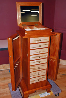 Jewelry Armoire by Buzz Sprinkle --- African Mahogany and Ambrosia Maple jewelry armoire