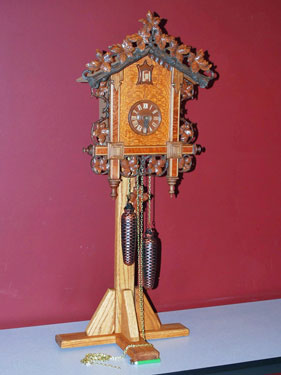 Cuckoo Clock by Jerry Coleman --- Cherry, Lacewood, Pomelle Sapele, Black Walnut Cuckoo Clock