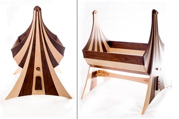 Cradle by Chuck Graham - Walnut & Maple, with a homemade finish of beeswax and mineral oil Cradle by Chuck Graham