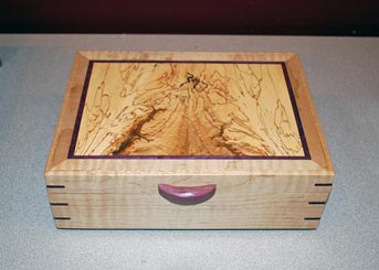 Box by John Arnold - Curly Maple, Spalted Maple & Purpleheart Box by John Arnold