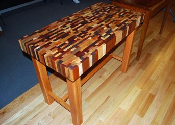 Table by Karen Sheldon - Cherry Base, Top is Miscellaneous Hardwoods Table by Karen Sheldon