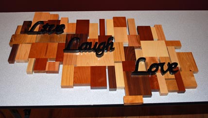Live, Laugh, Love Wall Plaque by Karen Sheldon - Assorted Woods Live, Laugh, Love Wall Plaque by Karen Sheldon
