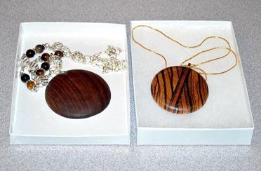 Pendants by Sandy Cochran - Walnut & Zebra Wood Pendants by Sandy Cochran