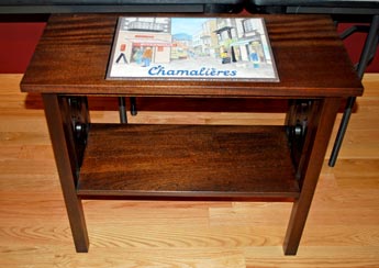 Table with Plaque By David Dewease - Walnut Table with Plaque By David Dewease